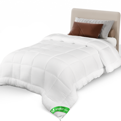 Couette legere doux avec rembourrage polyester 200gsm 155x200cm blanc - VOUNOT FR