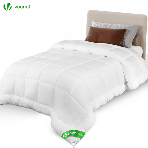Couette temperee doux avec rembourrage polyester 300gsm 155x200cm blanc - VOUNOT FR
