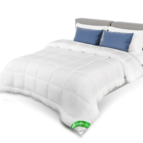 Couette legere doux avec rembourrage polyester 200gsm 200x200cm blanc - VOUNOT FR