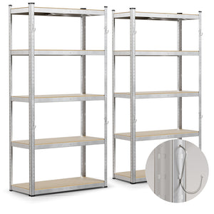 Lot de 2 étagères de rangement avec crochets charge lourde robuste 5 niveaux 180x90x40cm - VOUNOT FR