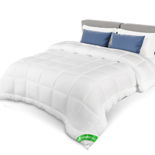 Couette temperee doux avec rembourrage polyester 300gsm 200x200cm blanc - VOUNOT FR