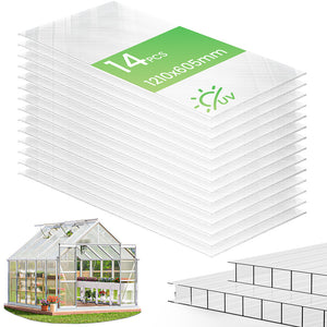 14 x Plaques de polycarbonate alveolaires transparent creux 4mm 121x60.5cm - VOUNOT FR