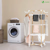 Sechoir a linge etendoir tour pliable 3 niveaux 69x69x136 cm style bois blanc - VOUNOT FR