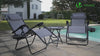 Lot de 2 Chaise longue inclinable en textilene avec table d'appoint porte gobelet et portable bleu