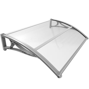 Auvent de porte marquise 120x80 cm transparent en Polycarbonate anti UV - VOUNOT FR