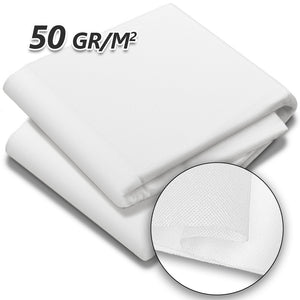 Voile d’hivernage en Polypropylème 50g/m² 1.5x10m avec piquets blanc - VOUNOT FR