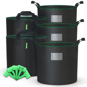 Lot de 5 sacs de plantation non tisse 20L avec poignee Noir - VOUNOT FR