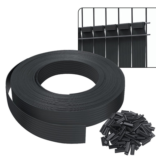 Kit de lamelles occultantes PVC brise vue 75m x 4.7cm avec 150 clips Noir - VOUNOT FR