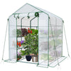 Serre de jardin avec etageres et bache PE renforcee 135g/m2 143x143x195cm - VOUNOT FR