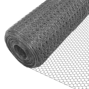 Grillage a poule avec fils 13mm en PVC gaine gris 1x25M - VOUNOT FR