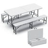 Ensemble de Table et bancs camping pliables 180cm HDPE blanc - VOUNOT FR