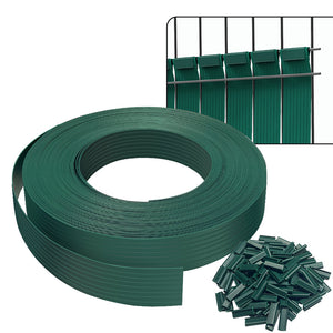 Kit de lamelles occultantes PVC brise vue 75m x 4.7cm avec 150 clips Vert - VOUNOT FR