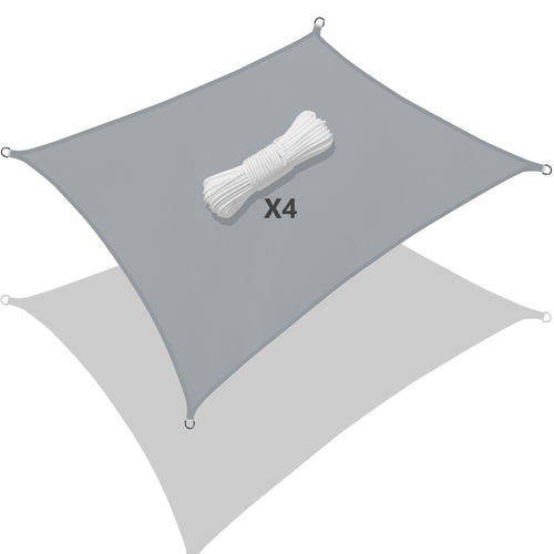 Voile d’ombrage Rectangulaire Imperméable Polyester avec Corde 3x2m Gris - VOUNOT FR
