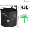 Lot 3 sacs de plantation non tisse avec fenetre velcro et poignee 43L Noir - VOUNOT FR