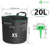Lot de 5 sacs de plantation non tisse 20L avec poignee Noir - VOUNOT FR