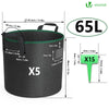 Lot 5 sacs de plantation non tisse 65L avec poignee Noir - VOUNOT FR