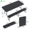 Ensemble de Table et bancs camping pliables 180cm HDPE Style Polyrotin noir - VOUNOT FR