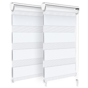 Lot de 2 Store enrouleur jour nuit double 45x150cm Blanc - VOUNOT FR