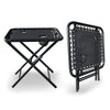 Lot de 2 Chaise longue inclinable en textilene avec table d'appoint porte gobelet et portable noir - VOUNOT FR