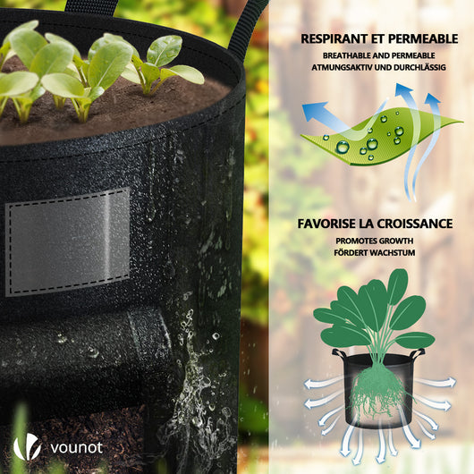 3 Sacs Plantation Pommes De Terre KESSER 27L - Non-Tissé, Fenêtre De Récolte, Avec Gants