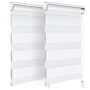 Lot de 2 Store enrouleur jour nuit double 50x150cm Blanc - VOUNOT FR