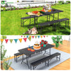 Ensemble de Table et bancs camping pliables 180cm HDPE Style Polyrotin noir - VOUNOT FR