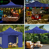 Tonnelle de jardin renforcée 3x3m pliable avec 4 parois et sac de transport a roulette bleue - VOUNOT FR