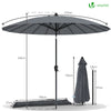 Parasol inclinable 270cm Shanghai avec housse de protection gris - VOUNOT FR