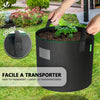 Lot de 5 sacs de plantation non tisse 20L avec poignee Noir - VOUNOT FR