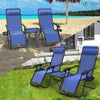 Lot de 2 Chaise longue inclinable en textilene avec table d'appoint porte gobelet et portable bleu - VOUNOT FR