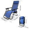 Chaise longue inclinable en textilene avec porte gobelet et portable bleue - VOUNOT