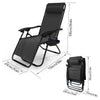 Chaise Longue inclinable en testilene avec porte gobelet et portable Noir Lot de 2 - VOUNOT