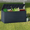 Coffre de Rangement Exterieur 280L  en PP 116x44x55CM Style Bois Anthracite - VOUNOT