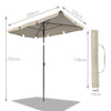 Parasol rectangulaire 2x1.25m avec housse de protection beige - VOUNOT