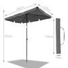 Parasol rectangulaire 2x1.25m avec housse de protection gris - VOUNOT