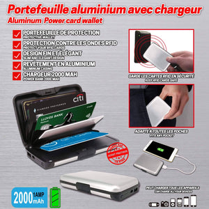 Portefeuille rfid Aluminium avec batterie 2000 mAh - VOUNOT