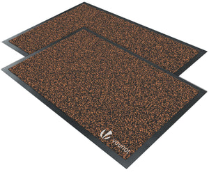 Lot de 2 Tapis de porte paillasson 40x60 marron - VOUNOT